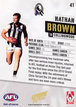 2013 Select Prime AFL #41 Nathan Brown Back